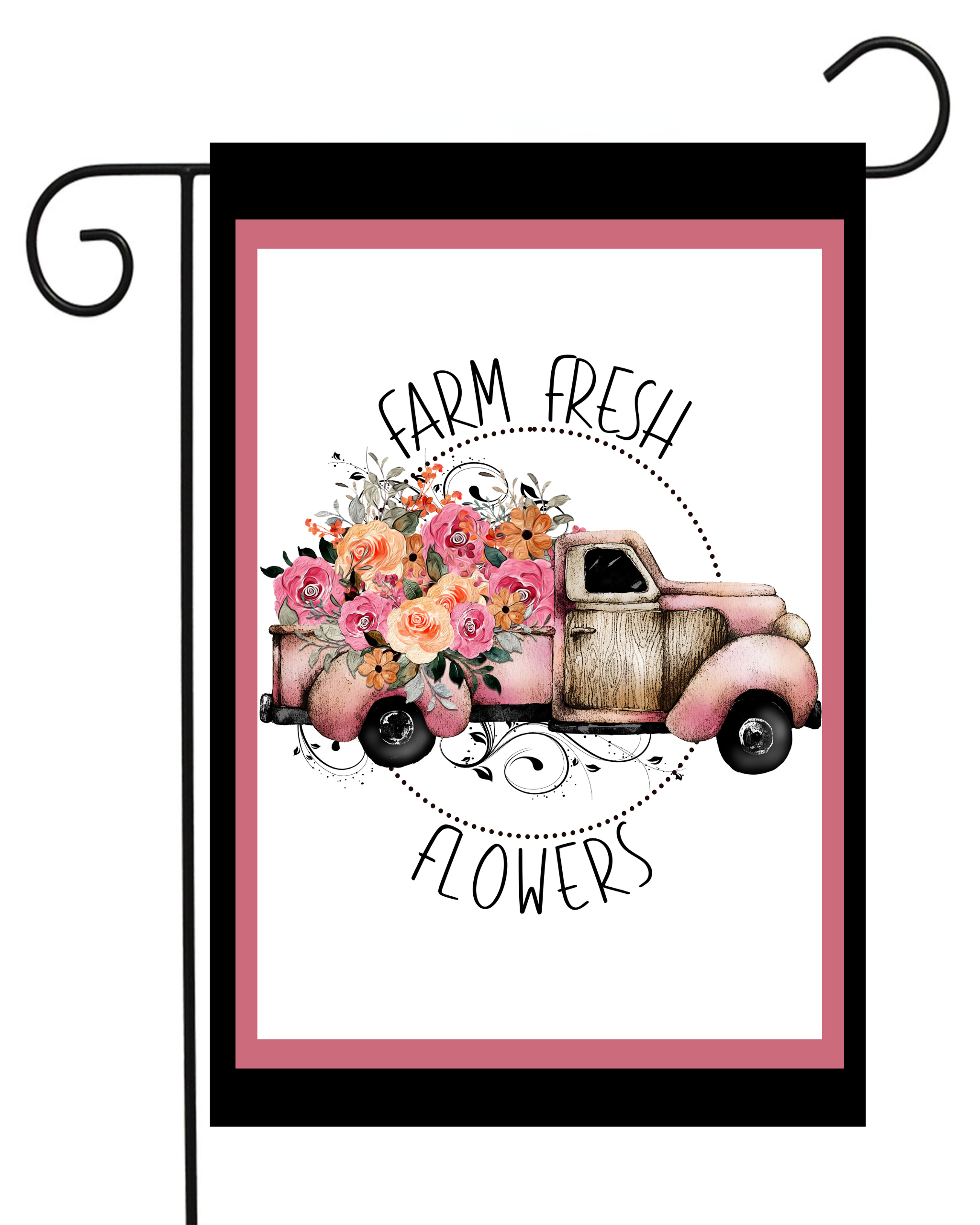 Farm Fresh Flowers Pink Truck Garden Flag #G2539