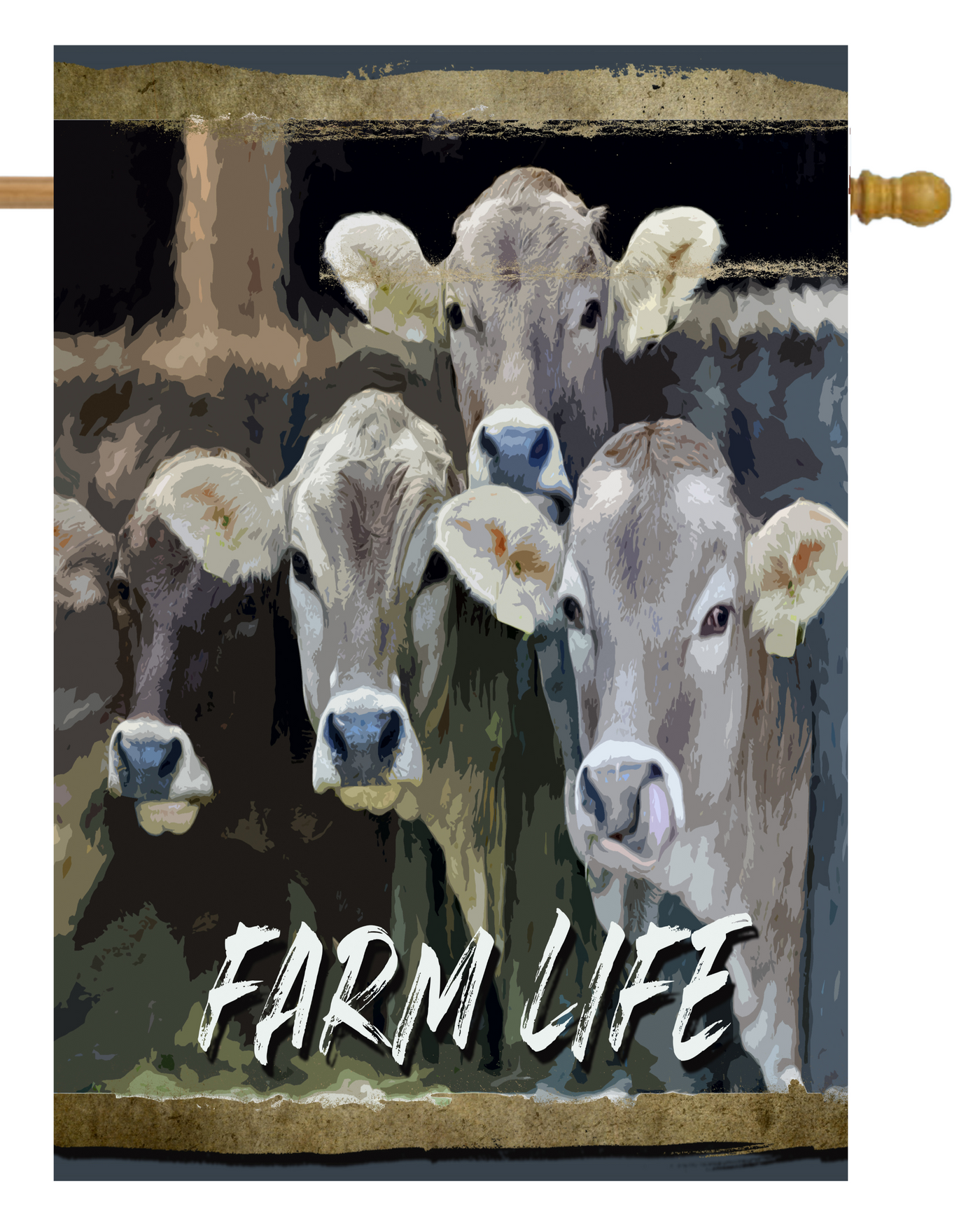 Farm Life Cows House Flag #H2085