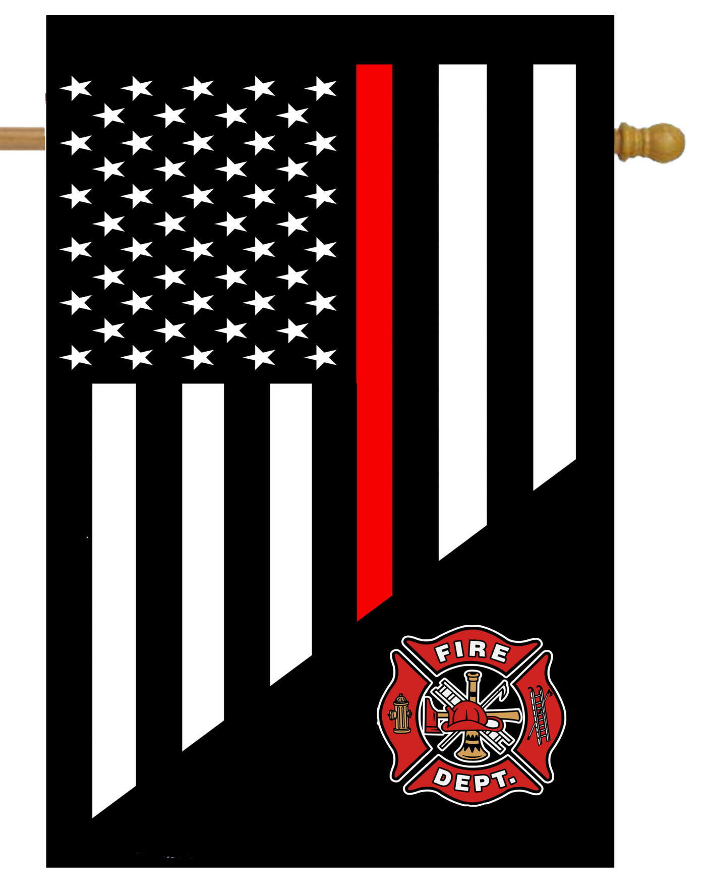 Fire Stripe With Badge House Flag # H1503