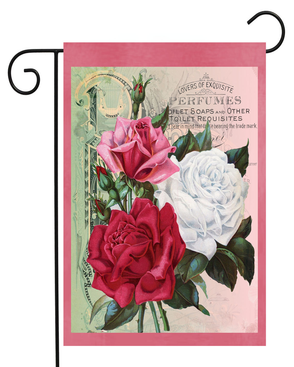 Floral Red White and Pink Roses Garden Flag #G2053