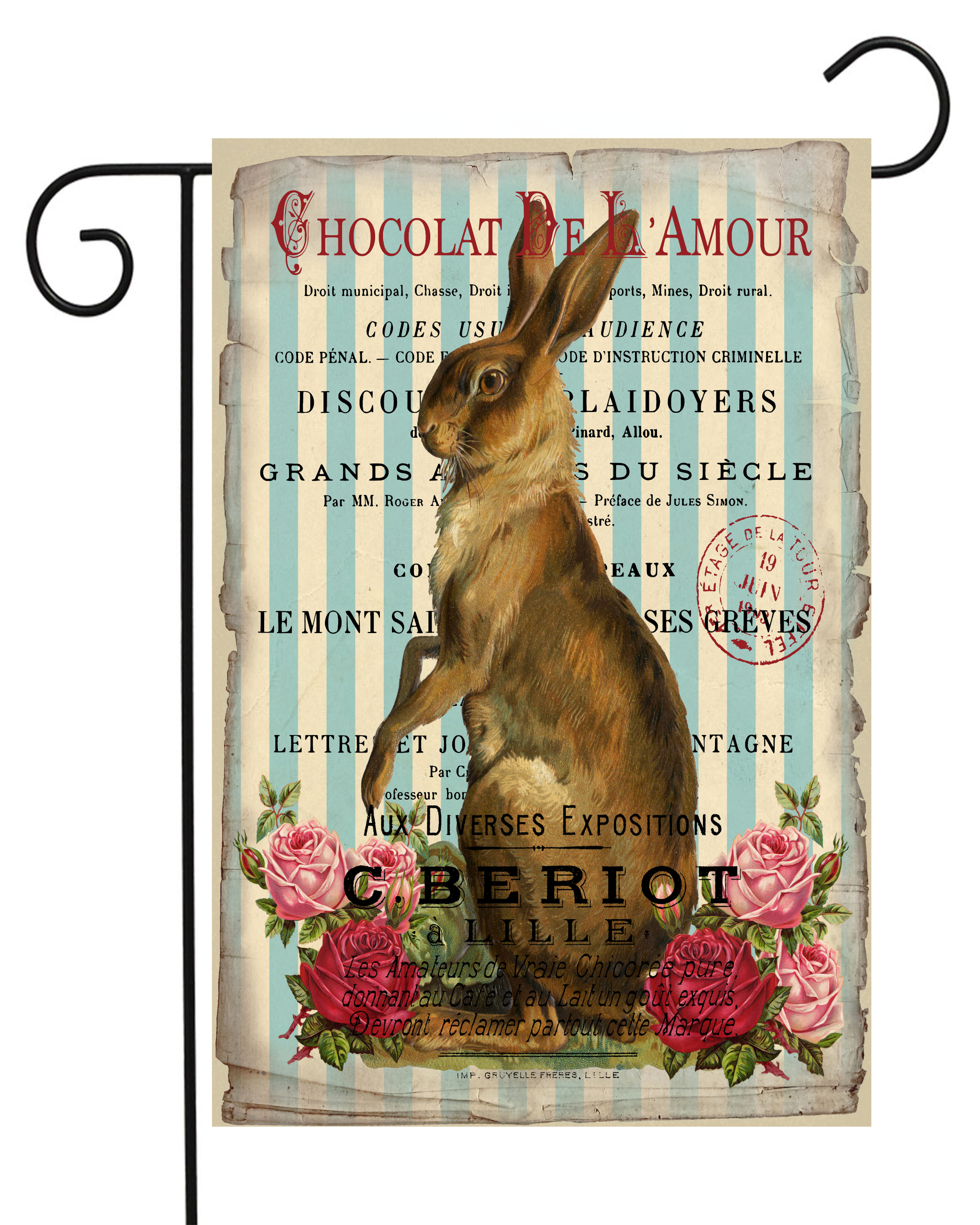 French Chocolate Rabbit Garden Flag #G1224