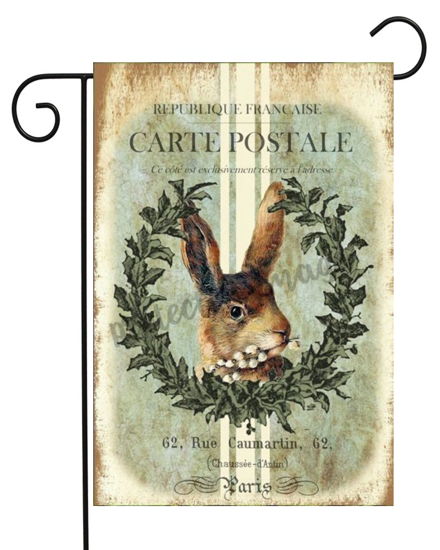 French Postcard Rabbit Garden Flag #G1026