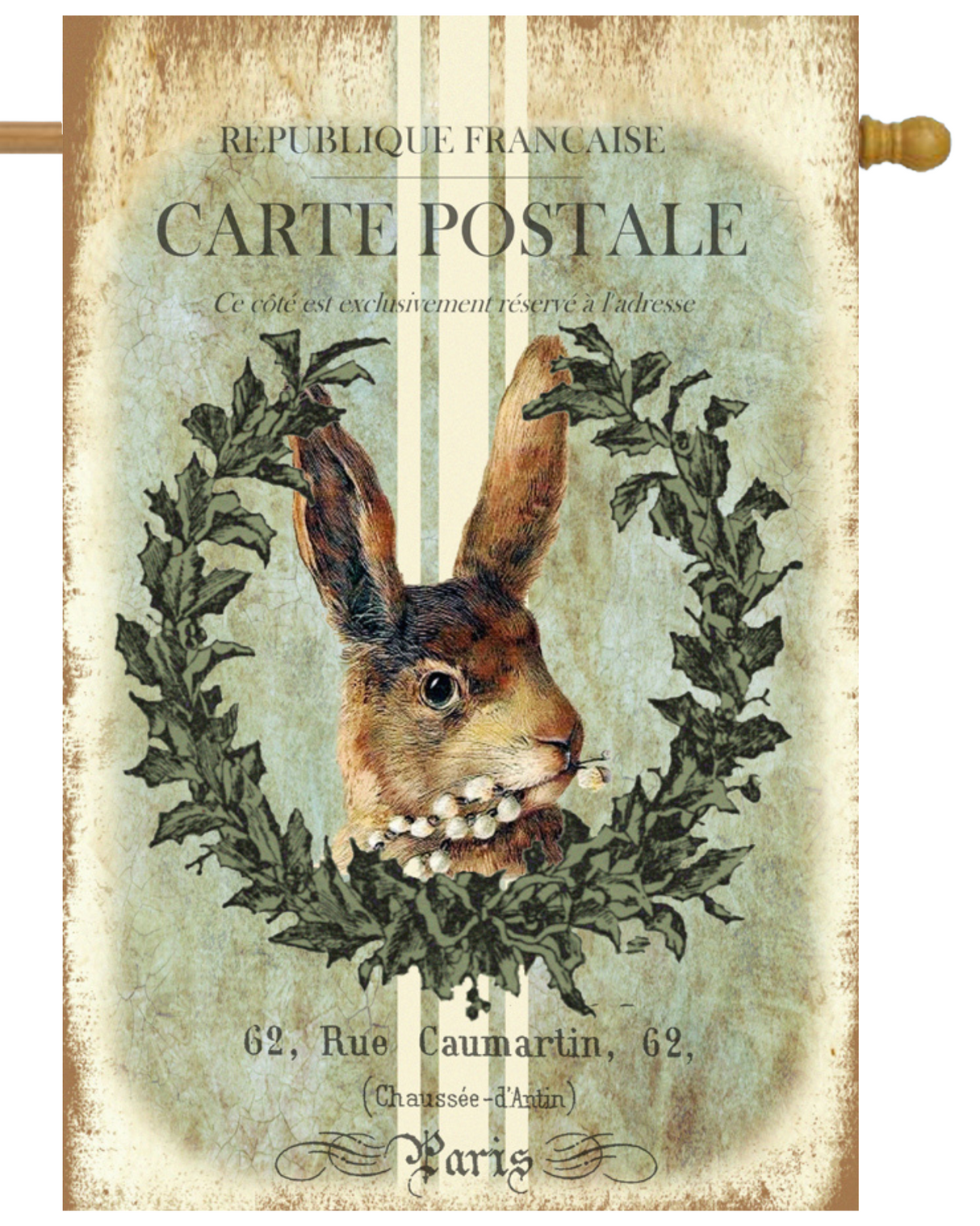 French Rabbit Postcard House Flag # H1026