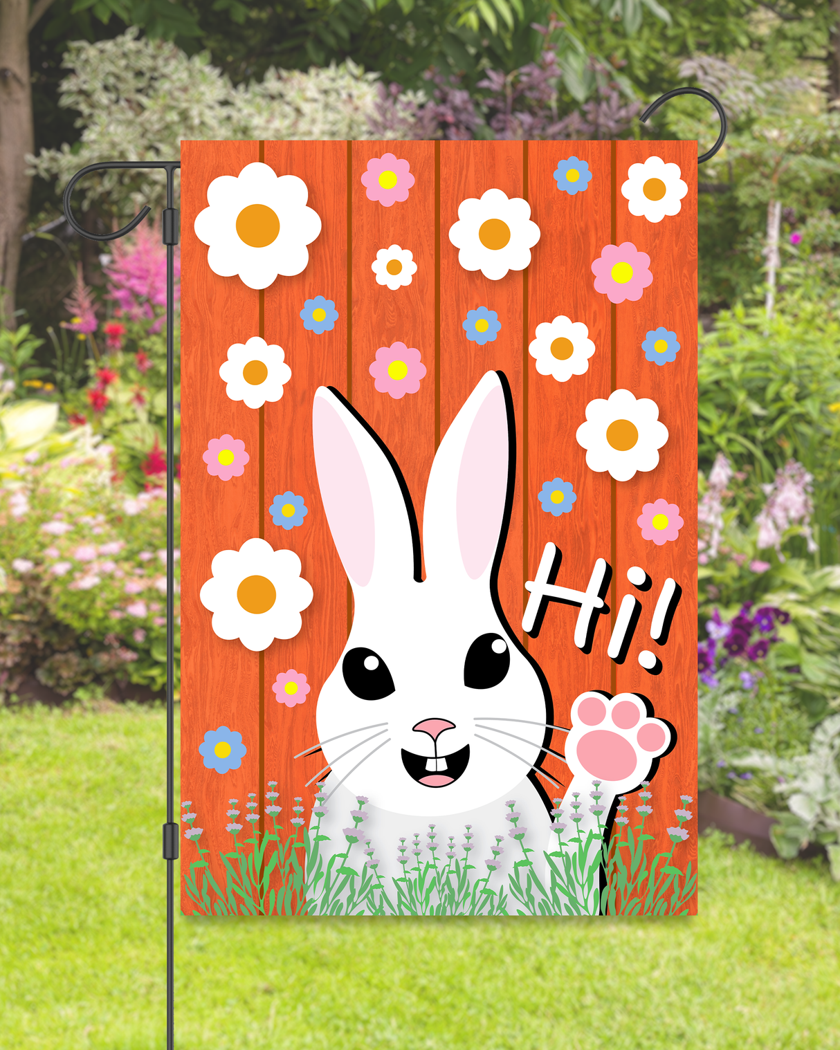 Welcoming White Rabbit Garden Flag #G1029-1