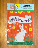 White Bunny Welcome Spring Garden Flag #G1322-1