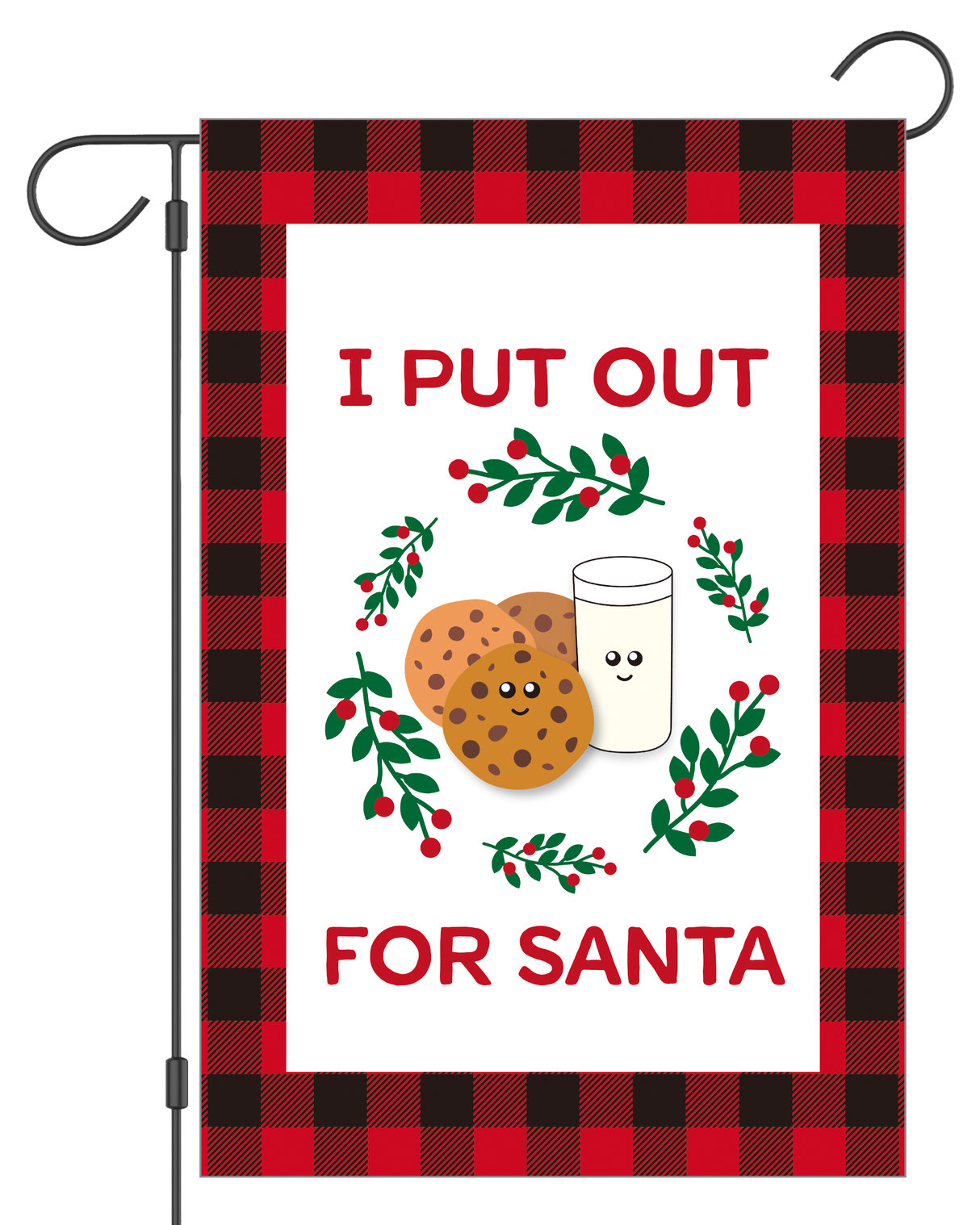 "I Put Out for Santa" Cookies and Milk Garden Flag #G1559-1