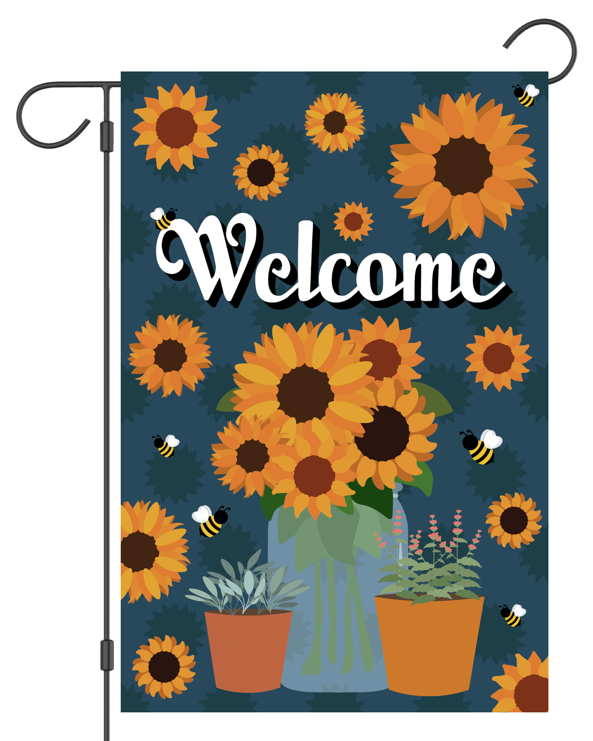 Welcome Sunflower Jar Garden Flag #G1761-1