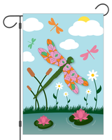 Dragonflies Flying Over Pond Garden Flag #G2577-1