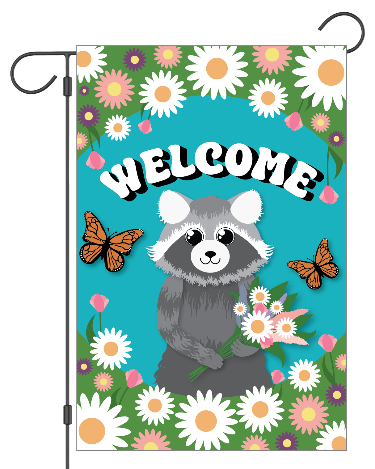 "Welcome Racoon" Garden Flag #G2639-1