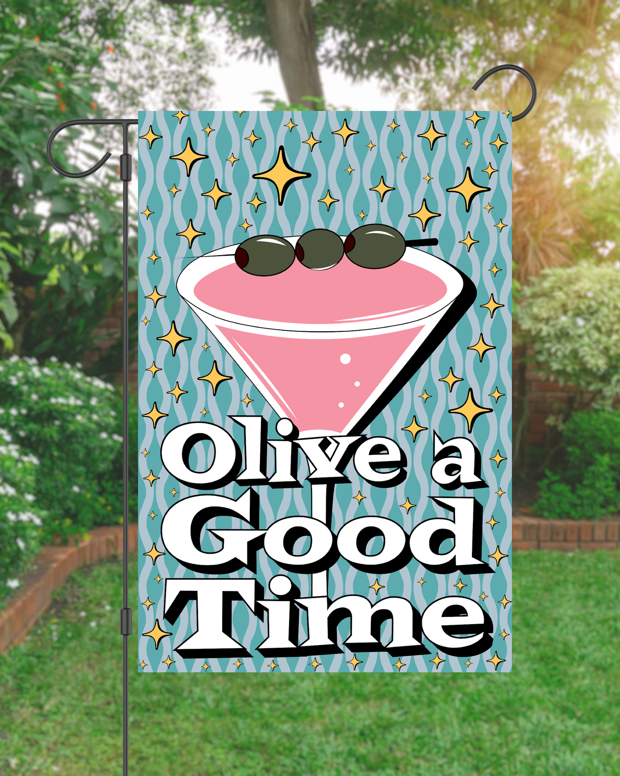 "Olive a Good Time" Martini Garden Flag #G3002