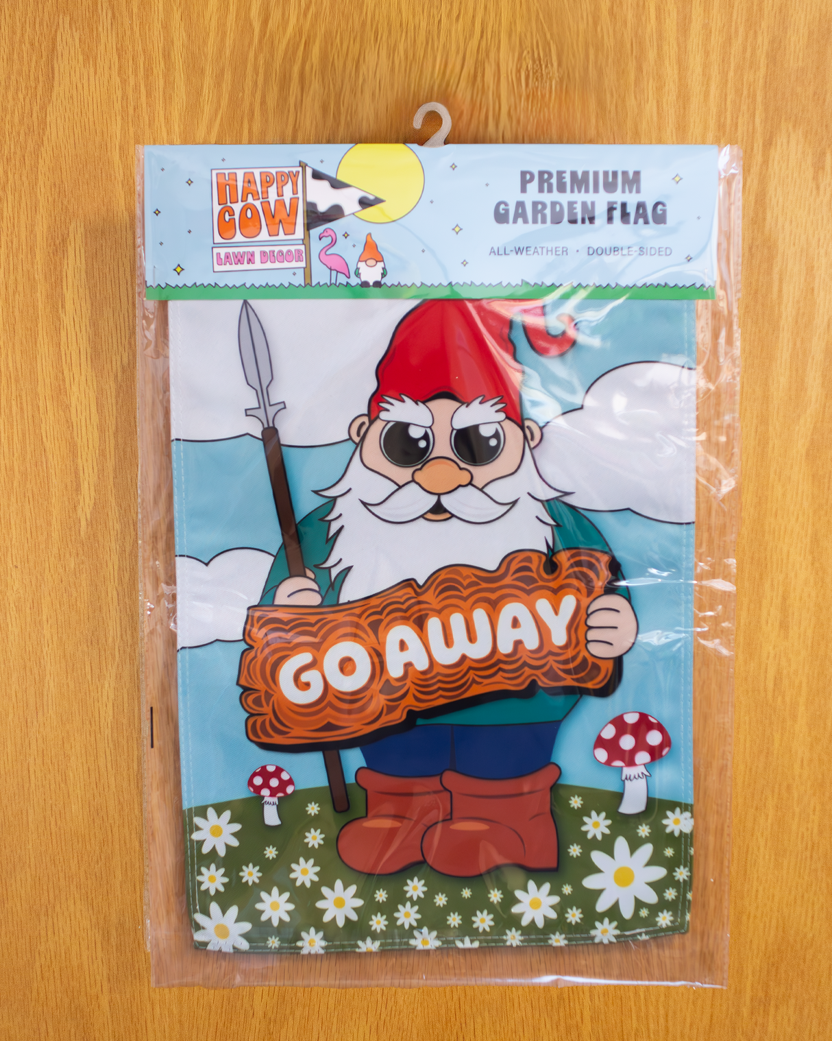 "Go Away" Angry Gnome Garden Flag #G3005