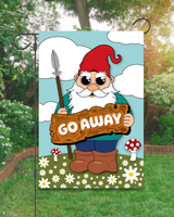 "Go Away" Angry Gnome Garden Flag #G3005