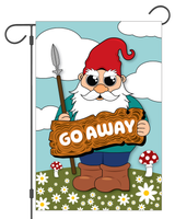 "Go Away" Angry Gnome Garden Flag #G3005