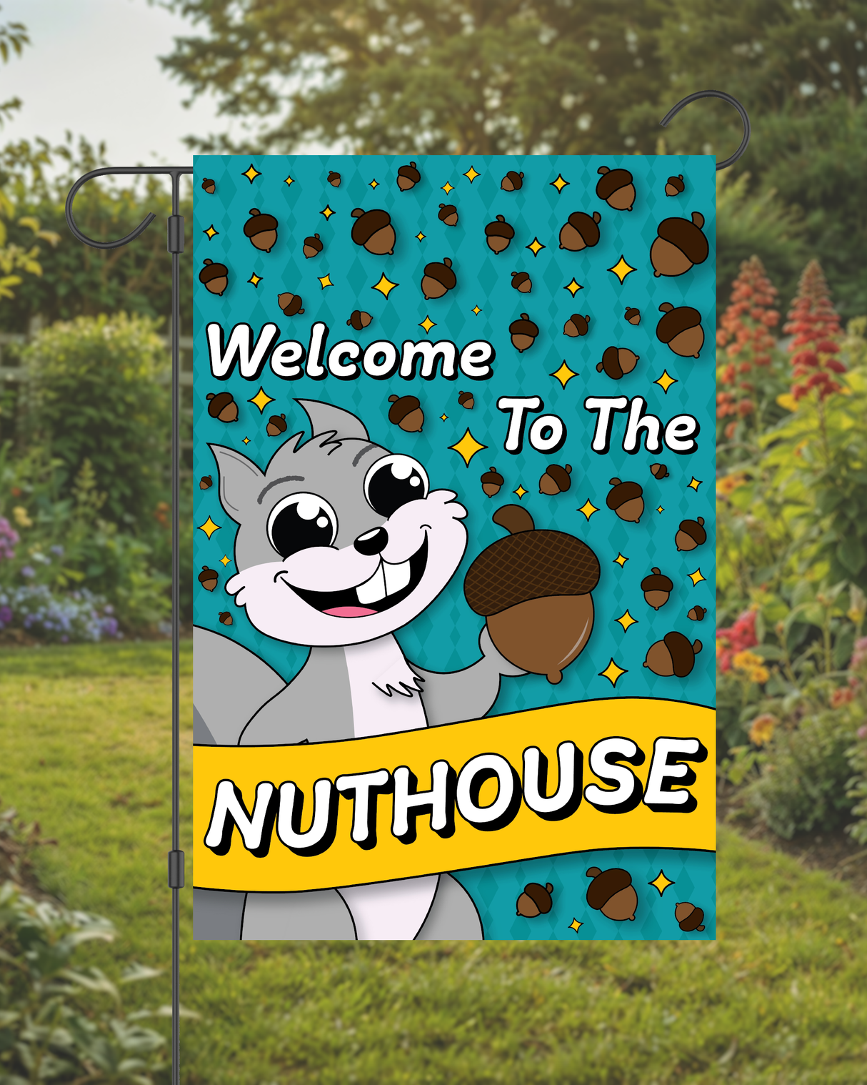 "Welcome to the Nuthouse" Squirrel Garden Flag #G3012