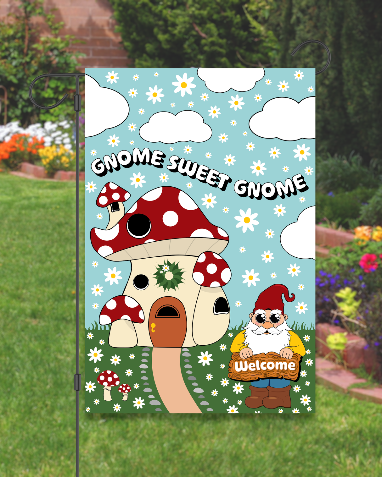 "Gnome Sweet Gnome" Welcome Garden Flag #G3013