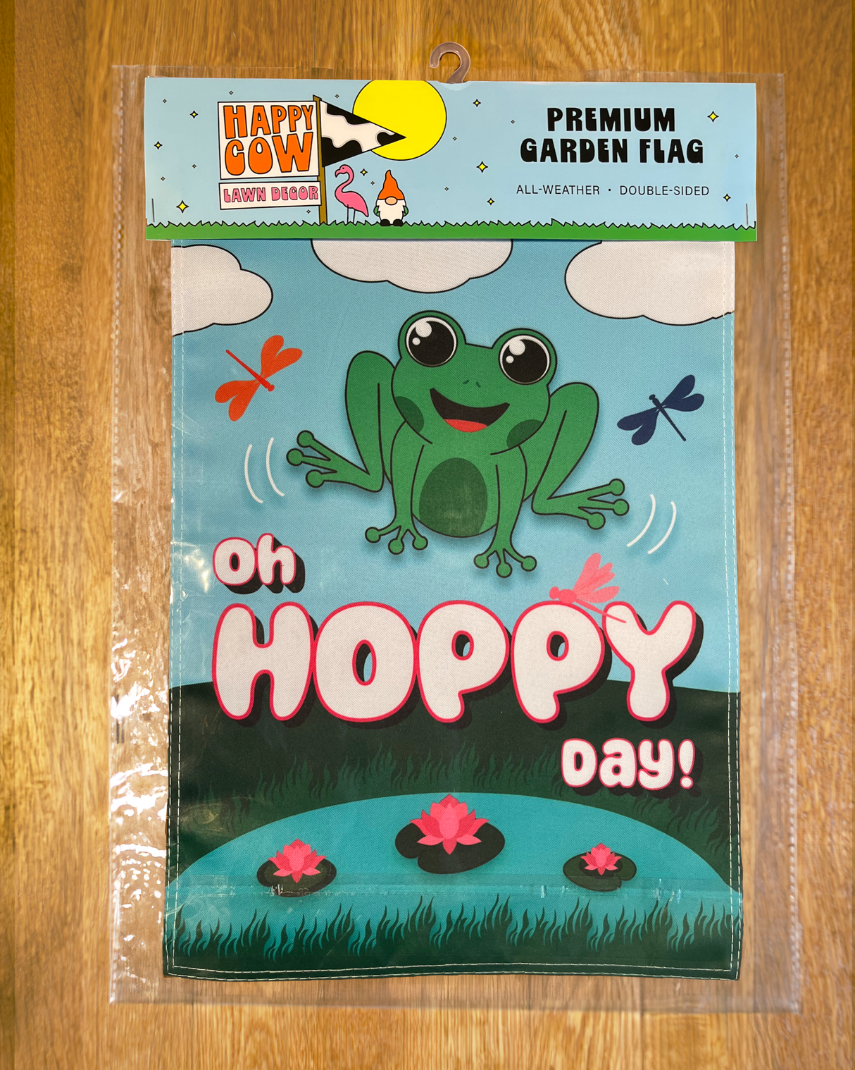 "Oh Hoppy Day" Frog Garden Flag #G3016