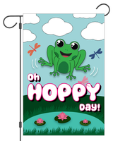 "Oh Hoppy Day" Frog Garden Flag #G3016