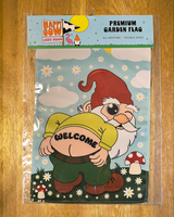 "Welcome" Mooning Gnome Garden Flag #G3027