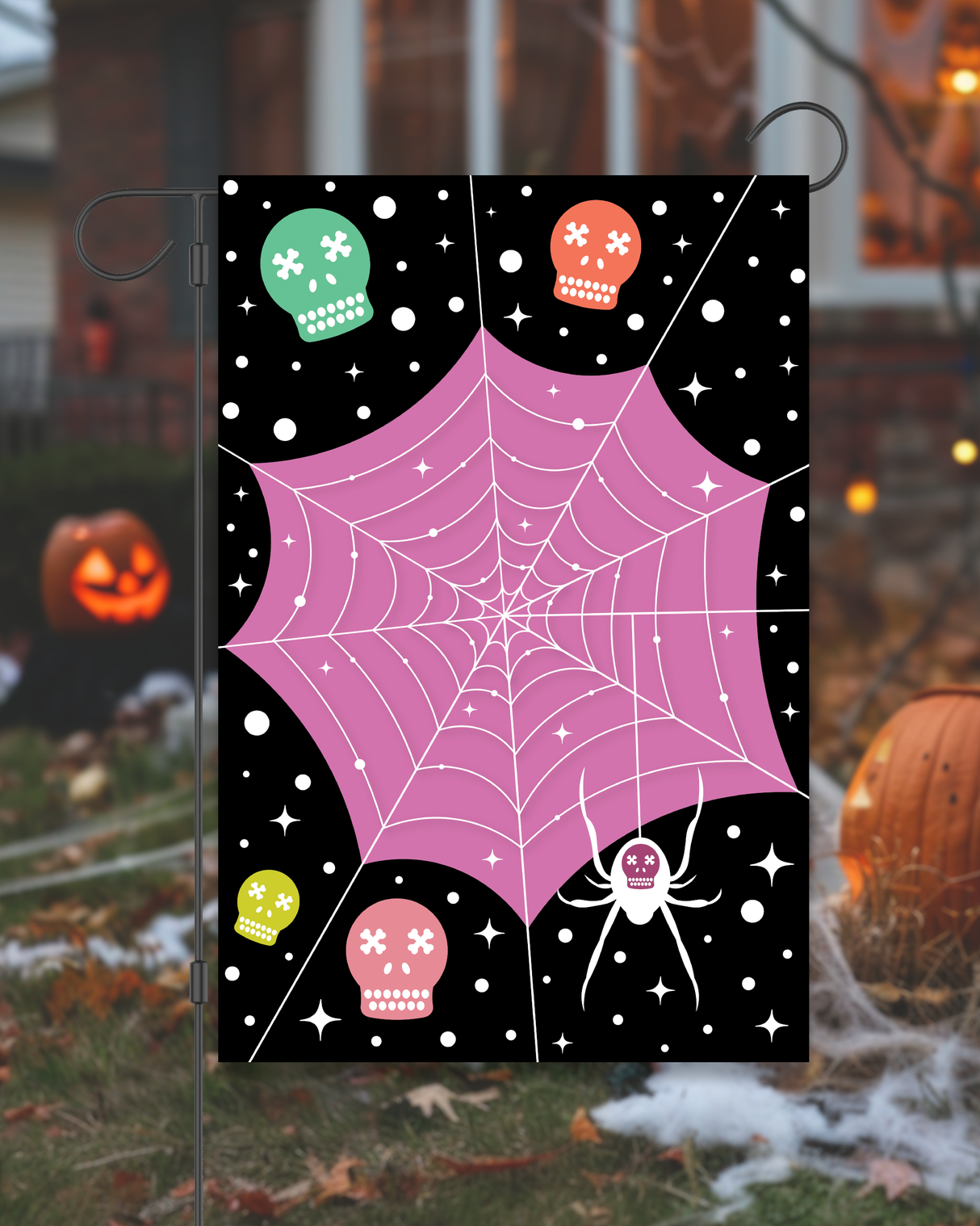 Funky Spiderweb Halloween Garden Flag #G3029