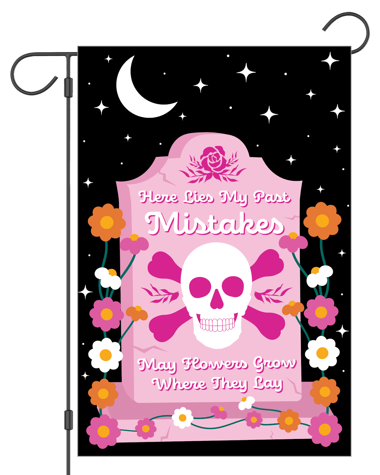 "Here Lies My Past Mistakes" Gravestone Garden Flag #G3032