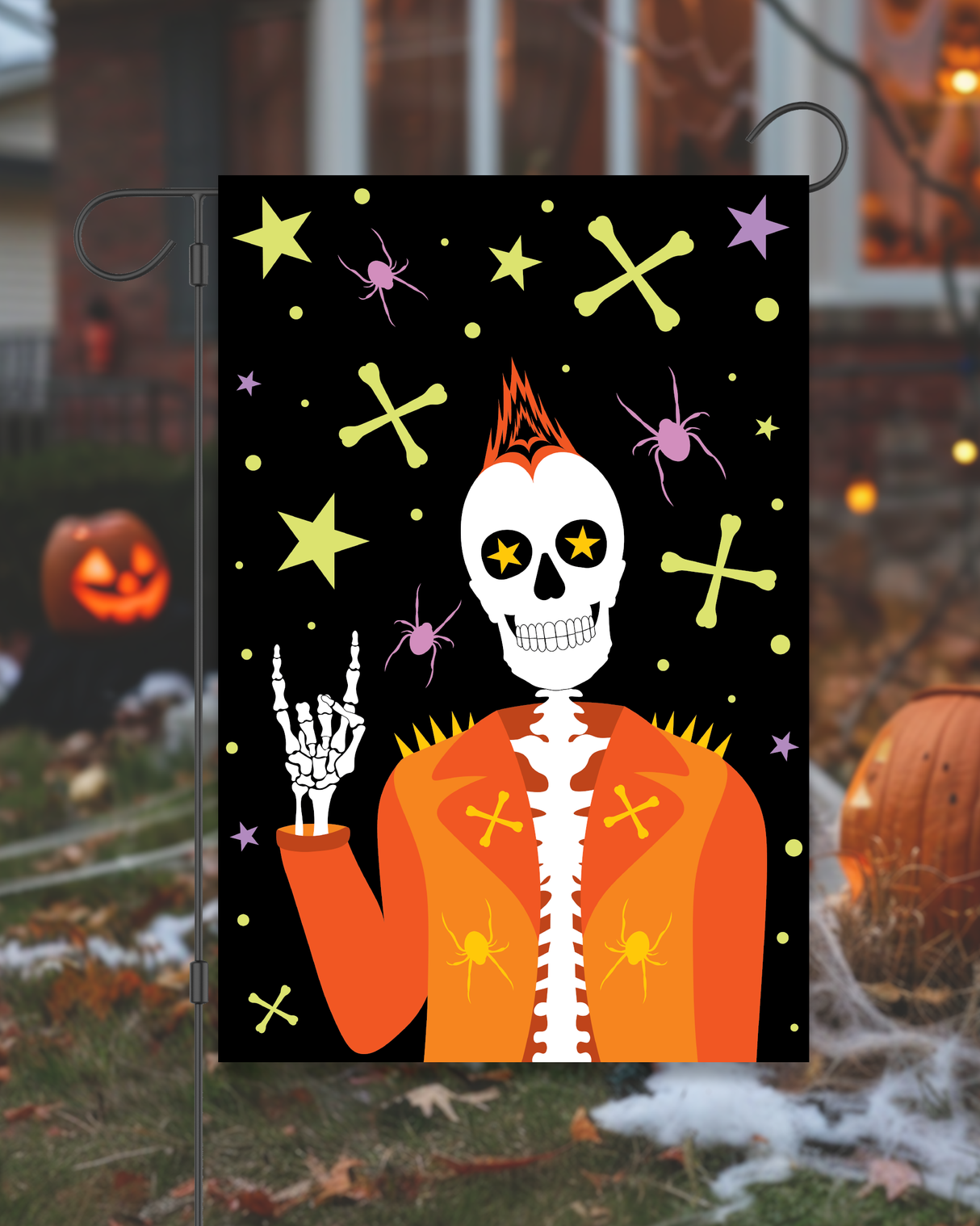 Punk Rock Skeleton Garden Flag #G3033