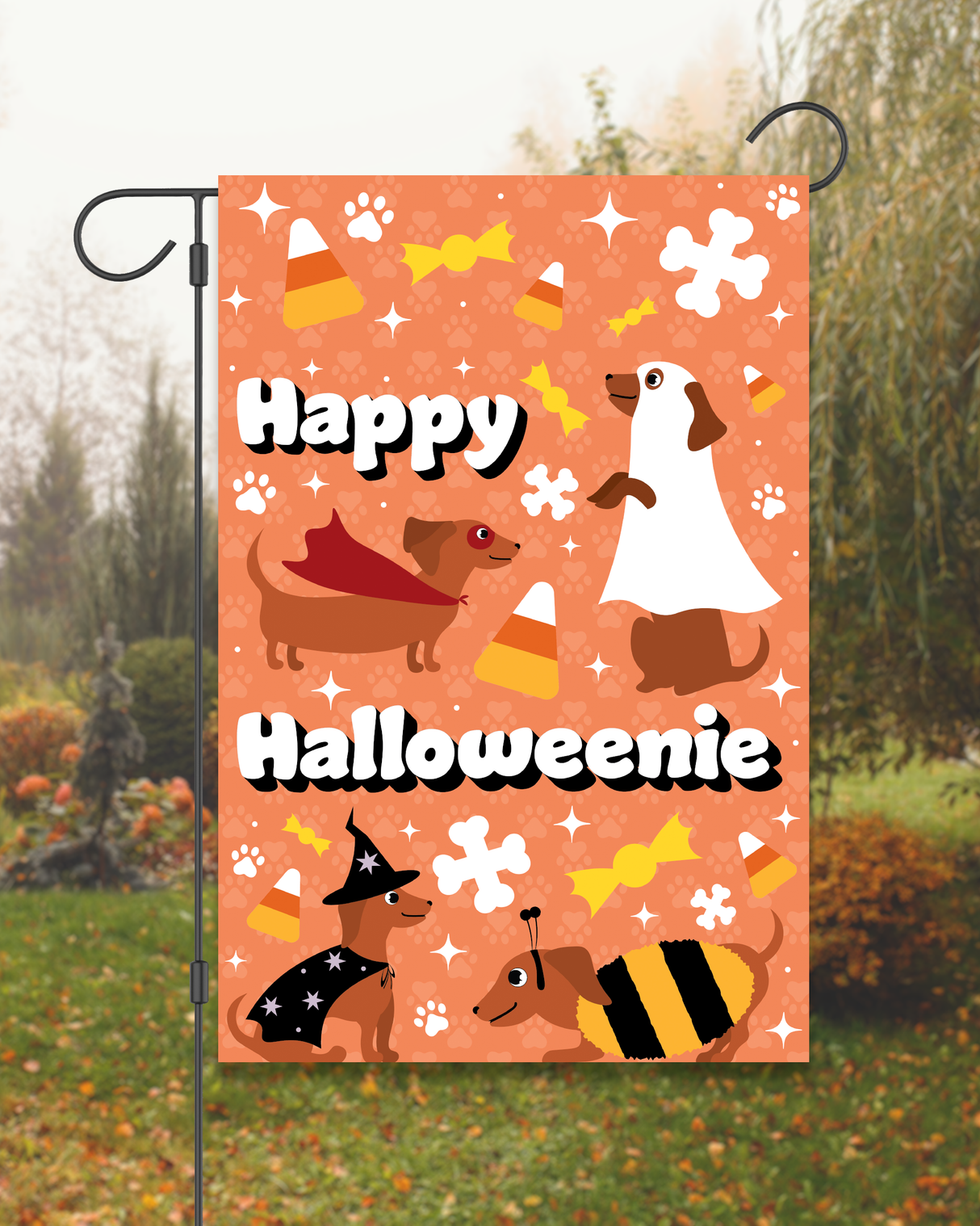 "Happy Halloweenie" Dachshund Garden Flag #G3036