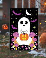 Cute Ghost Trick-or-Treating Garden Flag #G3038