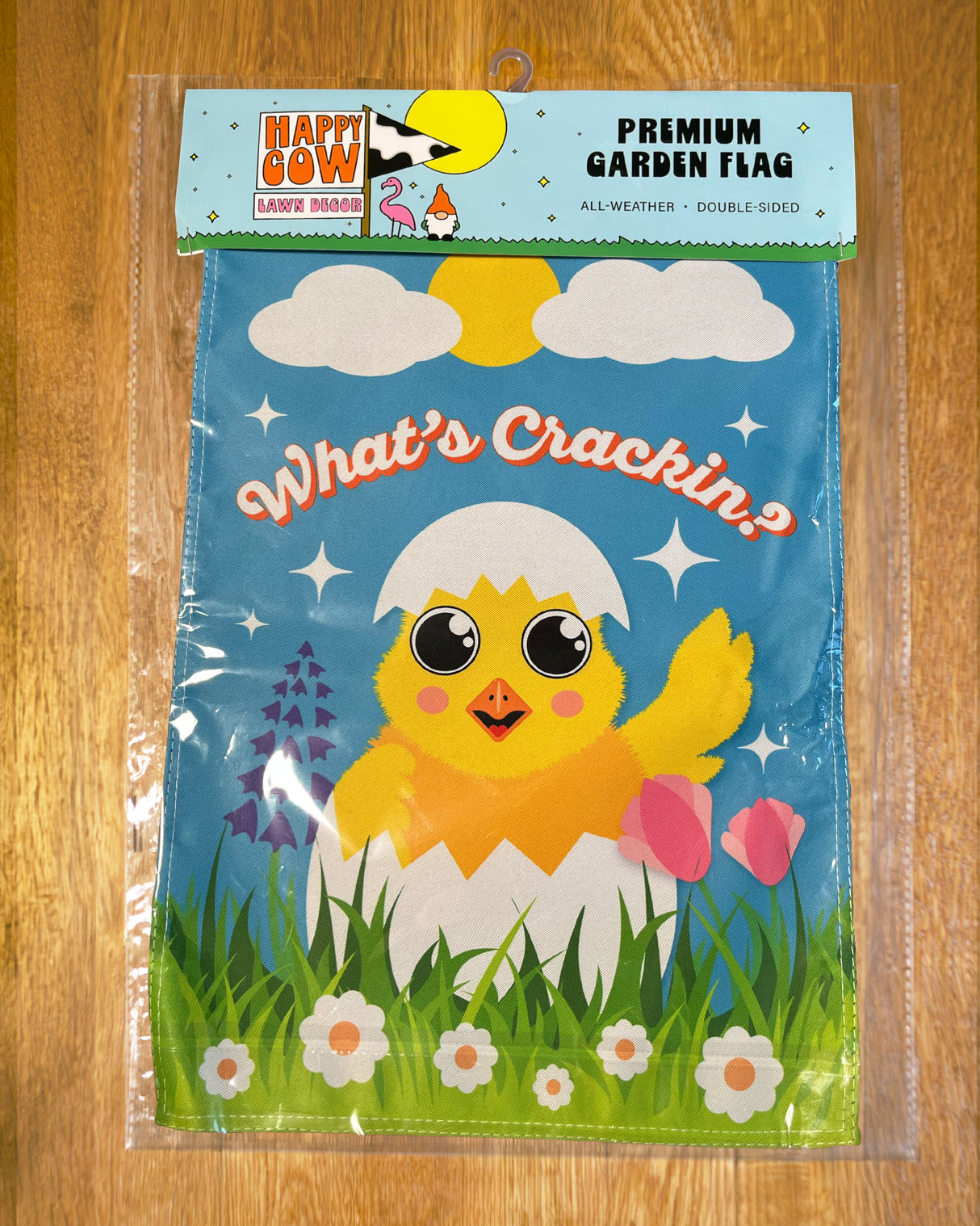 "What's Crackin'" Chick Hatching Garden Flag #G3043