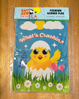 "What's Crackin'" Chick Hatching Garden Flag #G3043