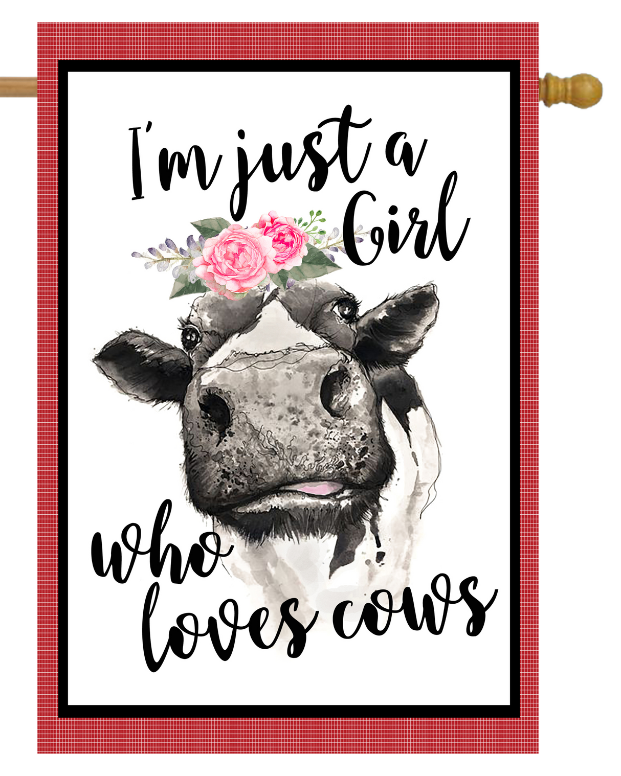 Girl Who Loves Cows House Flag # H1119