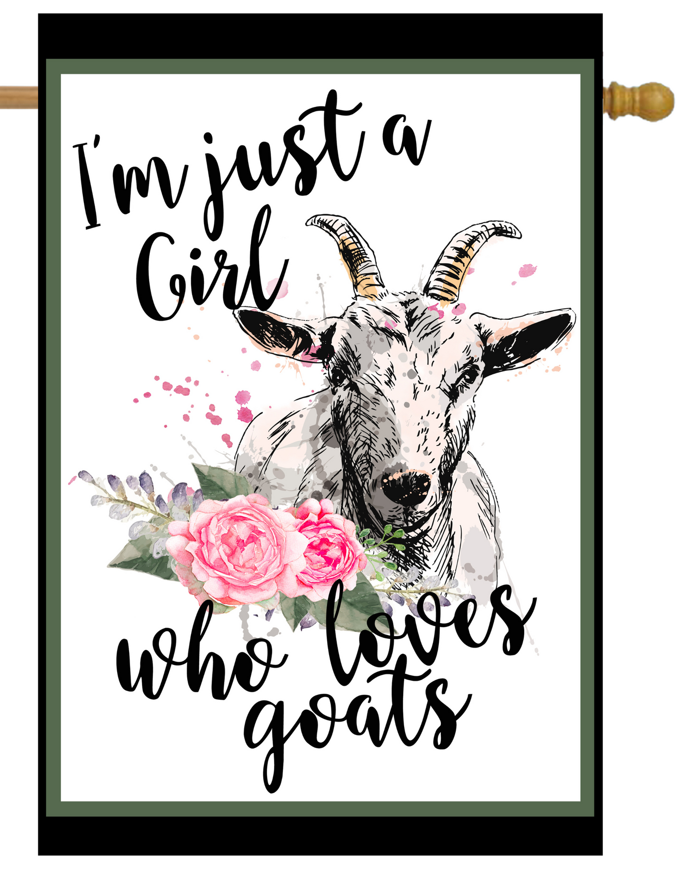 Girl Who Loves Goats House Flag # H1108