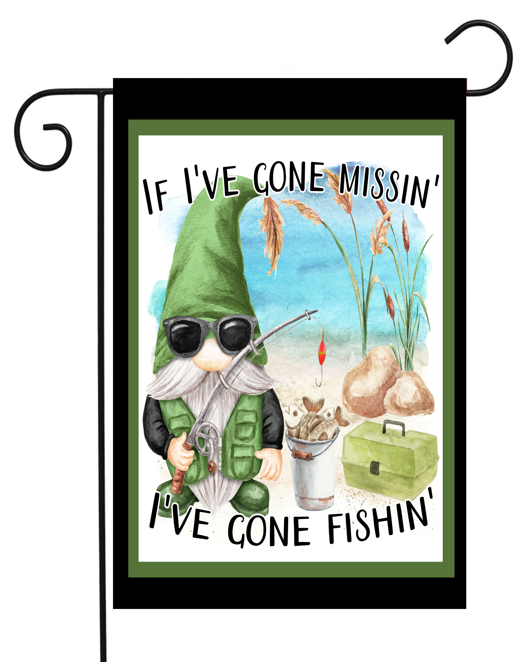 Gnome Fishing Garden Flag #G2529