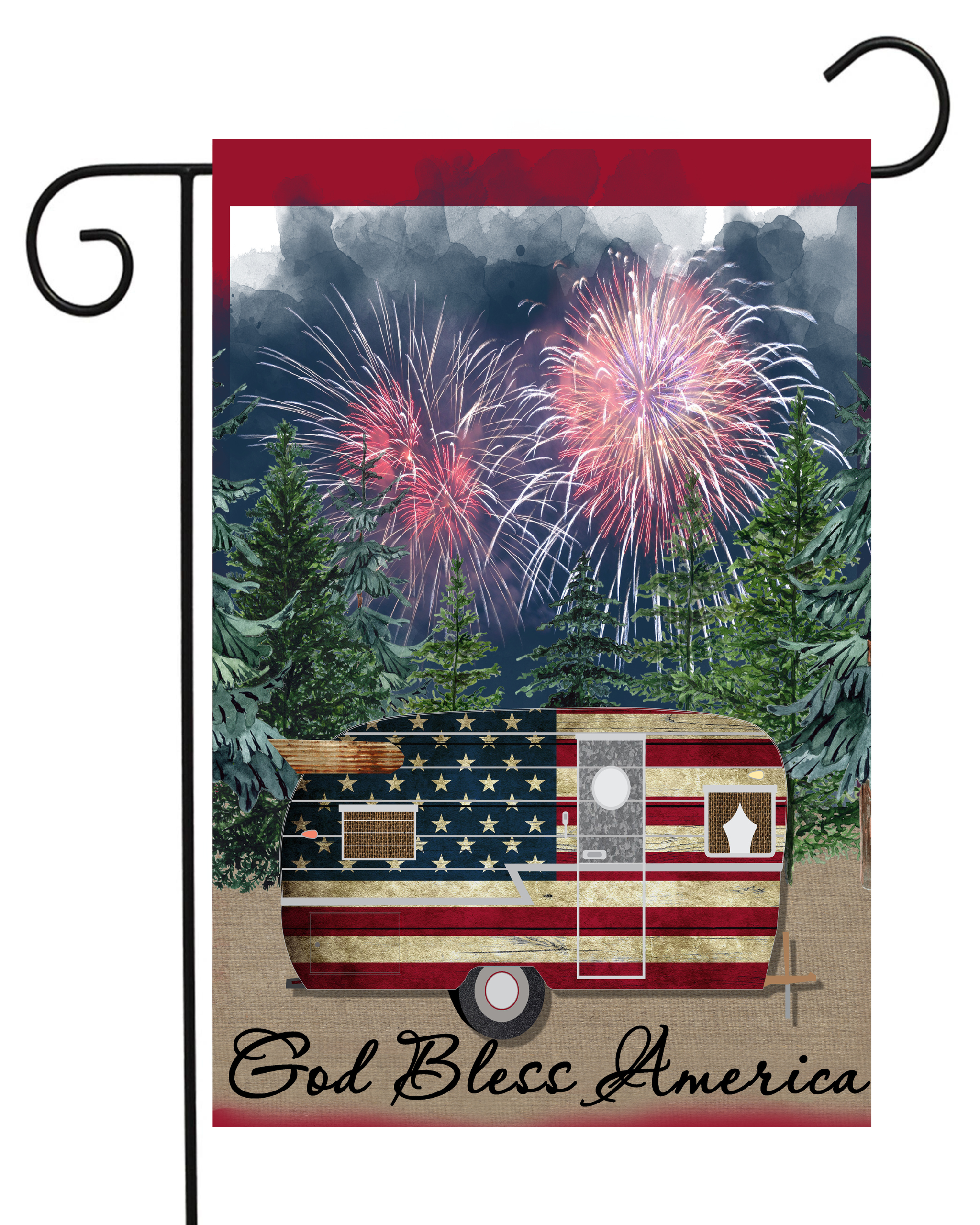 God Bless America Camper Garden Flag #G1538