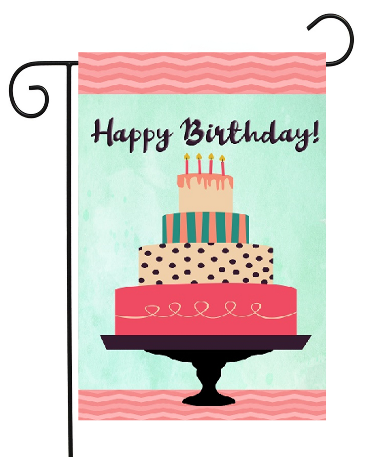 Happy Birthday Cake on Pedestal Garden Flag #G1636