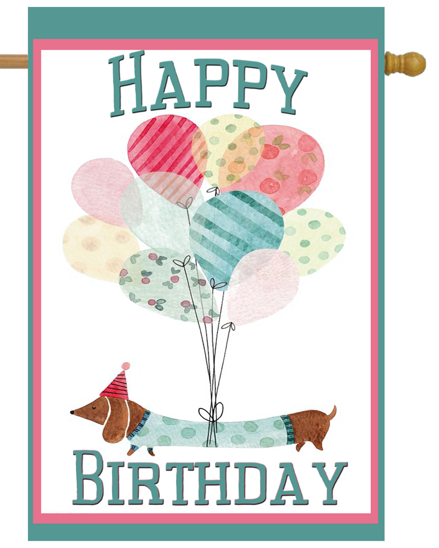 Happy Birthday Dachshund Dog House Flag # H1456