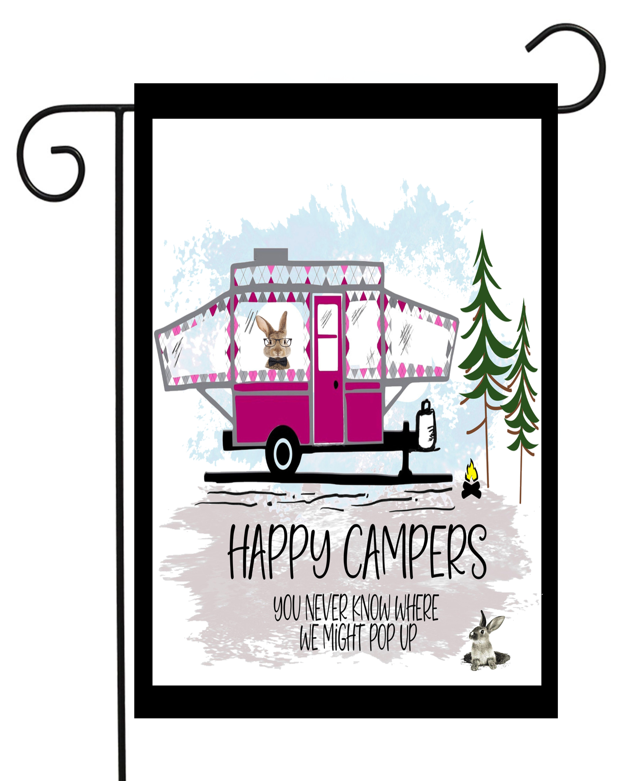 Happy Campers Purple Pop-up Garden Flag #G1809