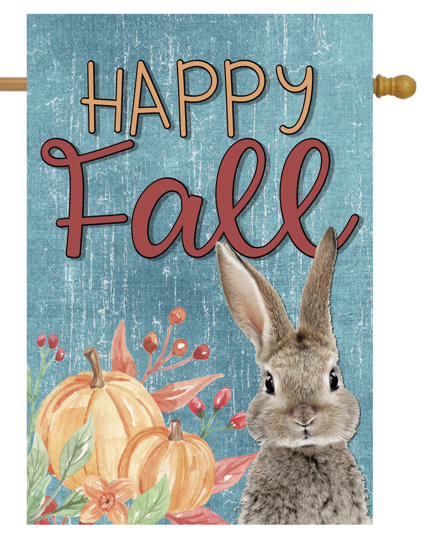 Happy Fall Rabbit  House Flag # H2331