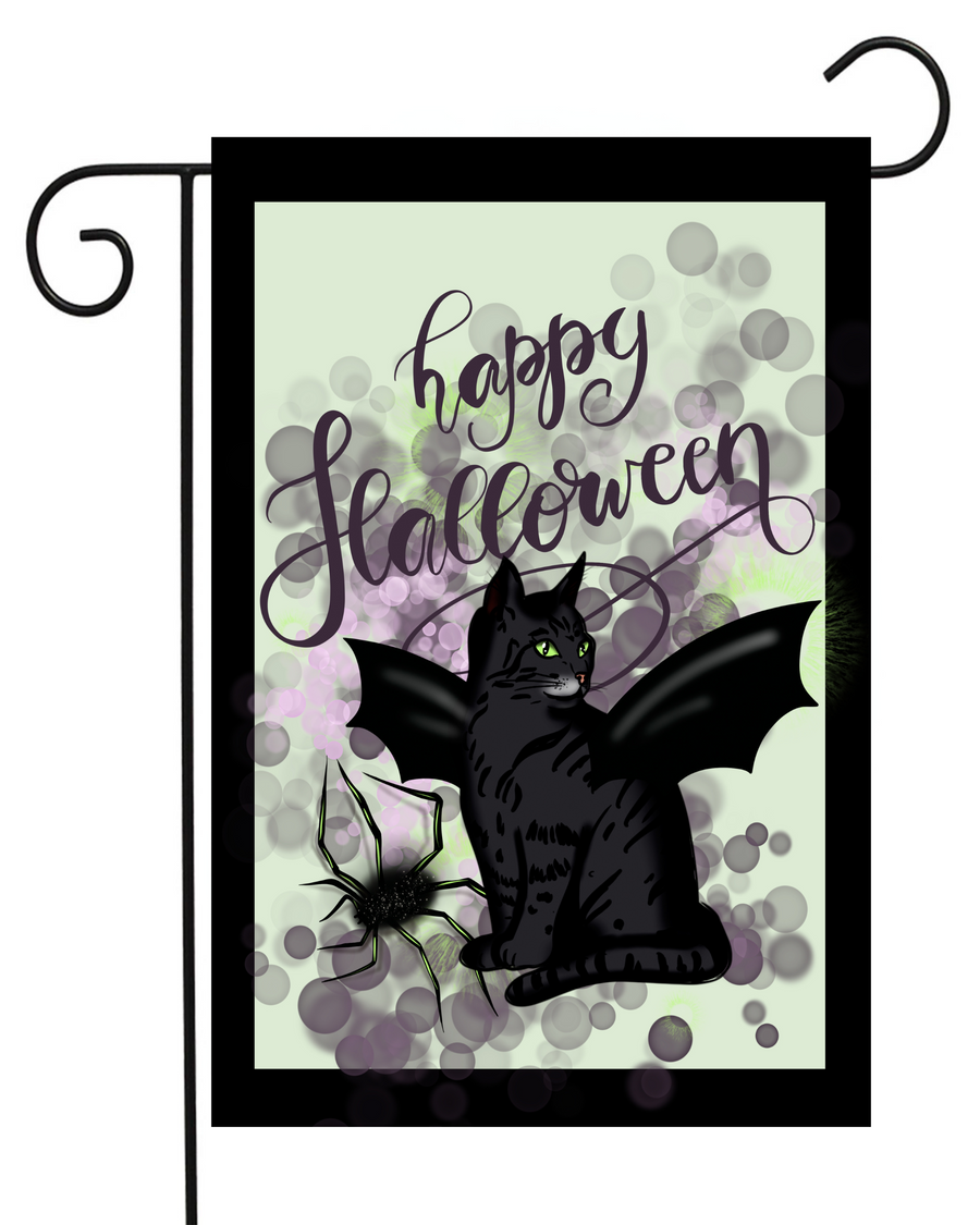 Happy Halloween Black Cat Bat Garden Flag #G1552