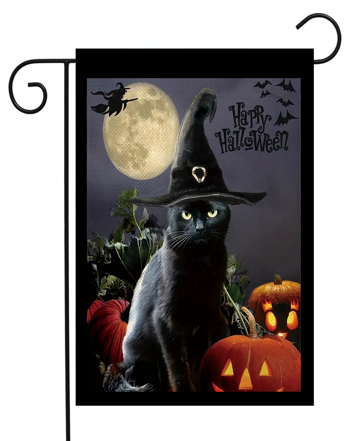 Happy Halloween Black Cat in Hat Garden Flag #G2649