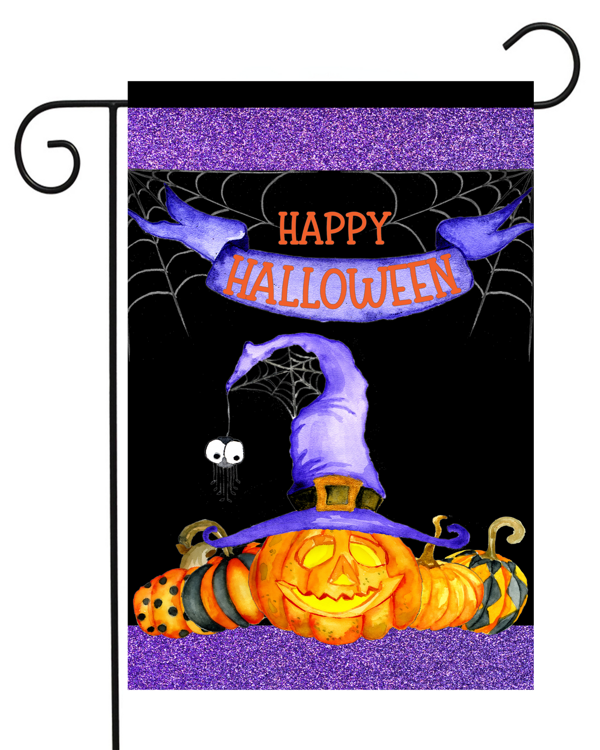 Happy Halloween Orange Purple Garden Flag #G2036