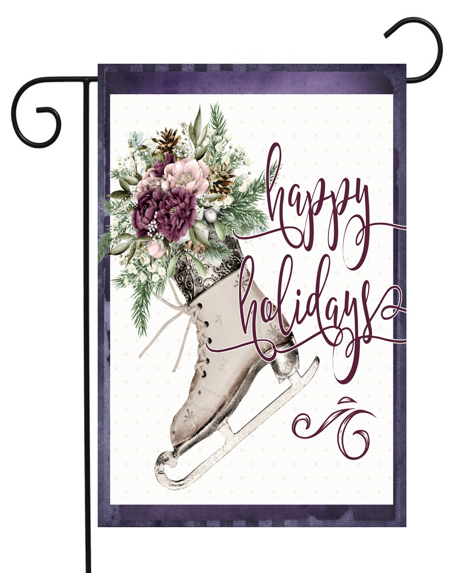 Happy Holidays Ice Skate Garden Flag #G1715