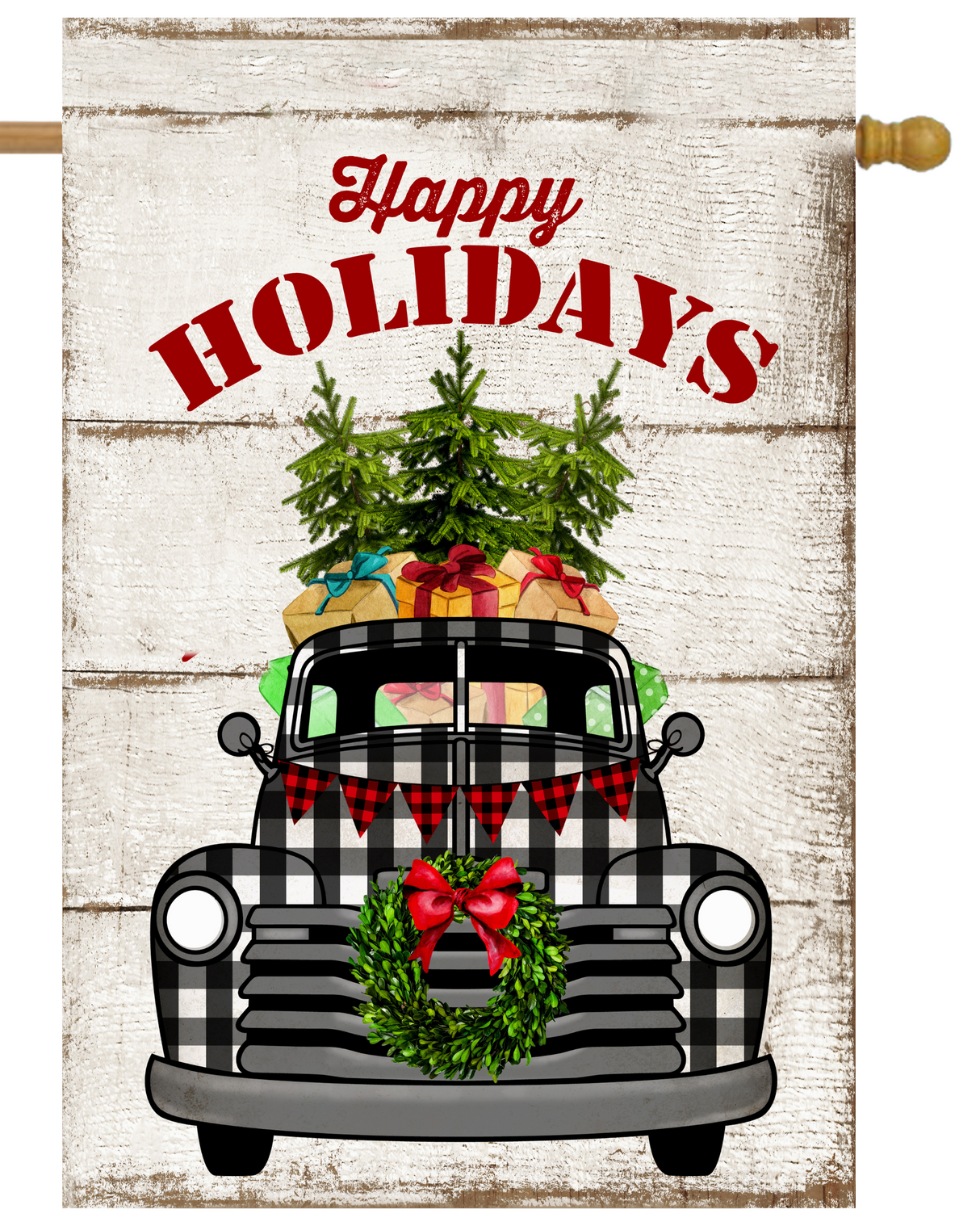 Happy Holidays Truck House Flag # H1449