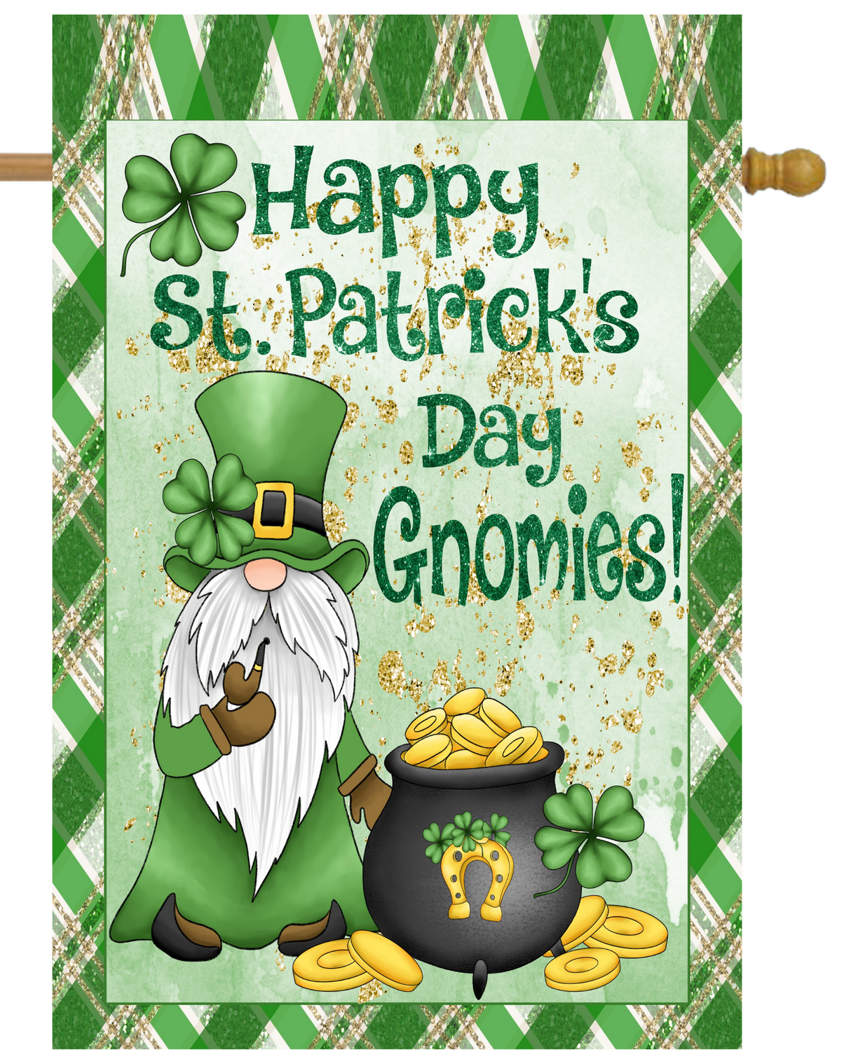 Happy St. Patrick's Day Gnomes House Flag # H2043