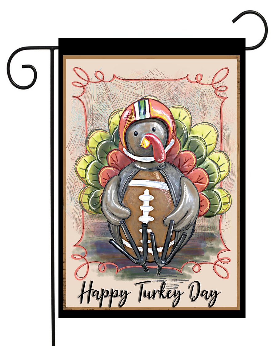 Happy Turkey Day Football Turkey Garden Flag #G1648