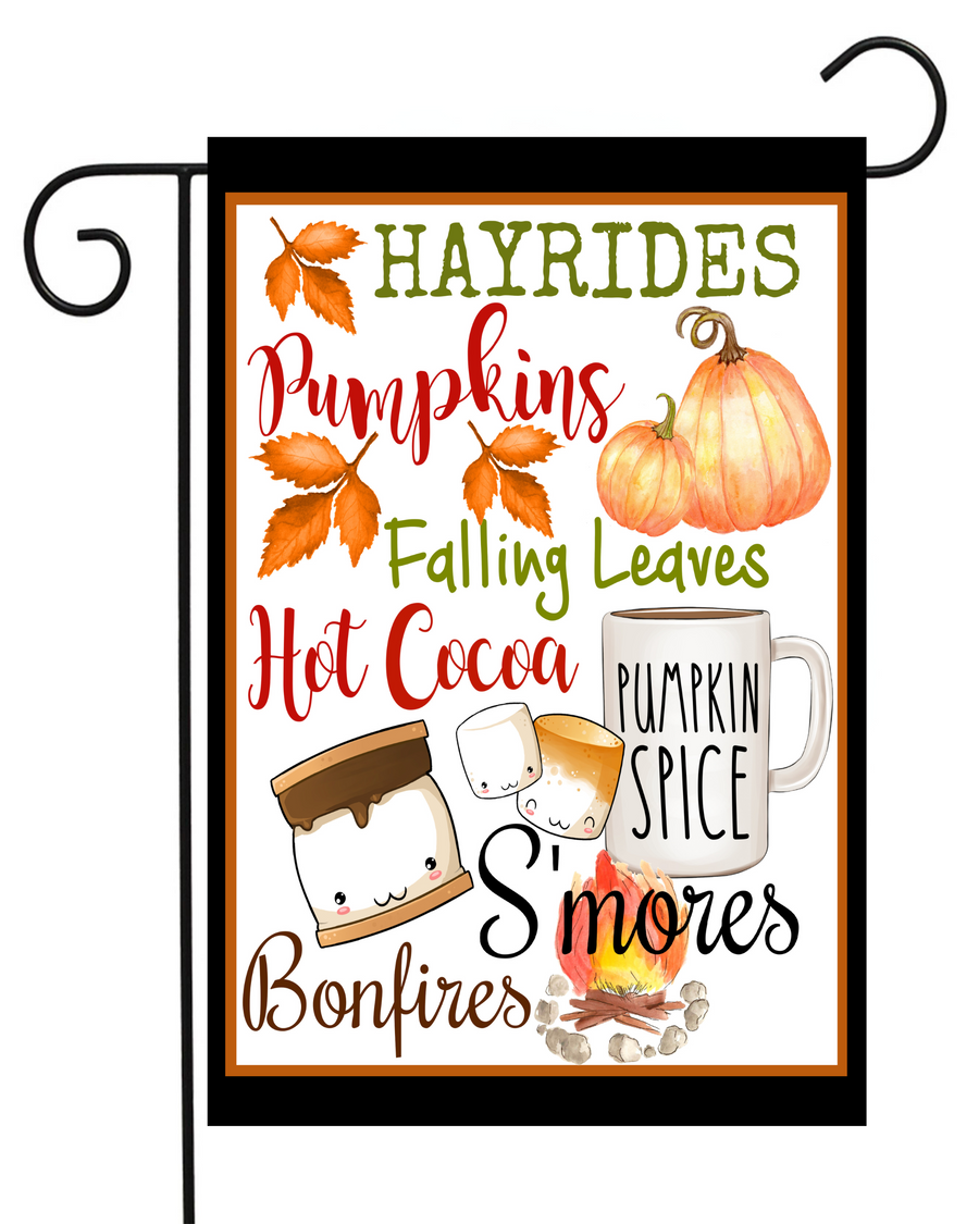 Hayrides, Pumpkins, Falling Leaves Garden Flag #G1595