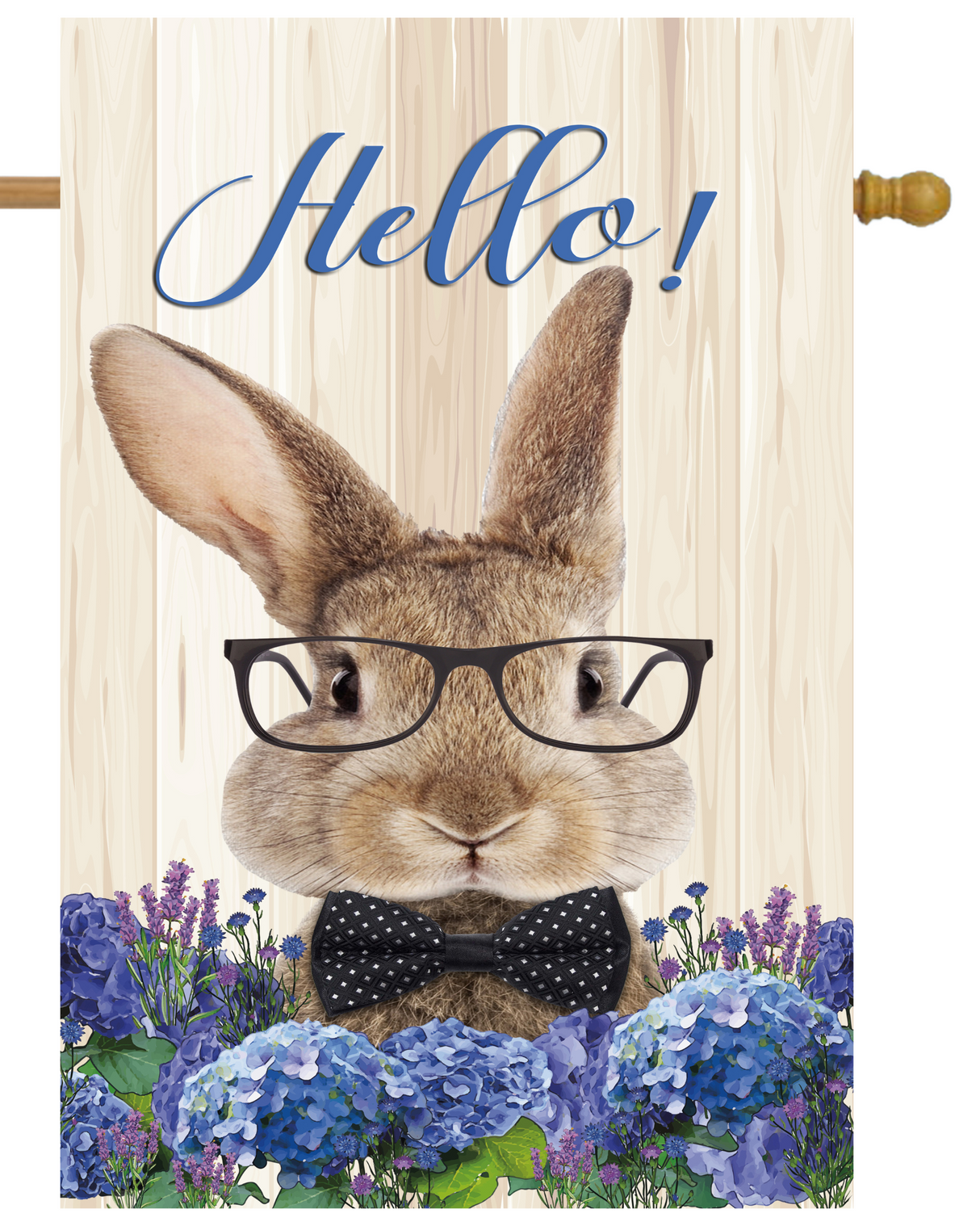 Hello Bunny With Hydrangeas House Flag # H1689