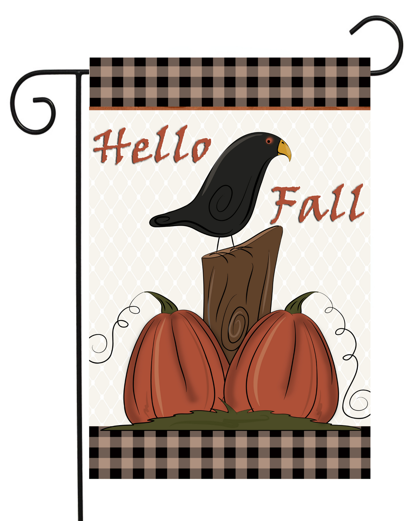 Hello Fall Crow and Pumpkins Garden Flag #G1599