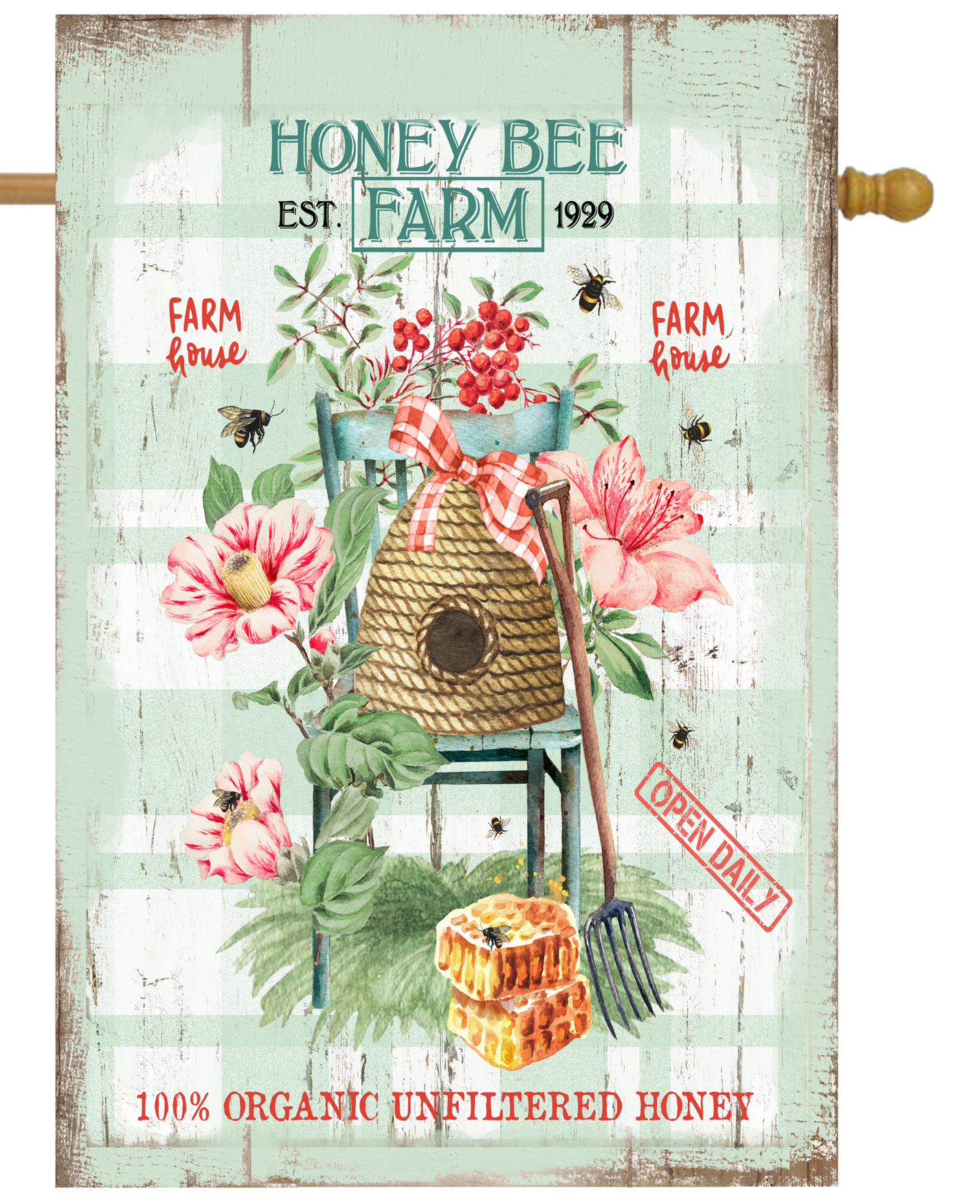 Honey Bee Farm House Flag #H2221