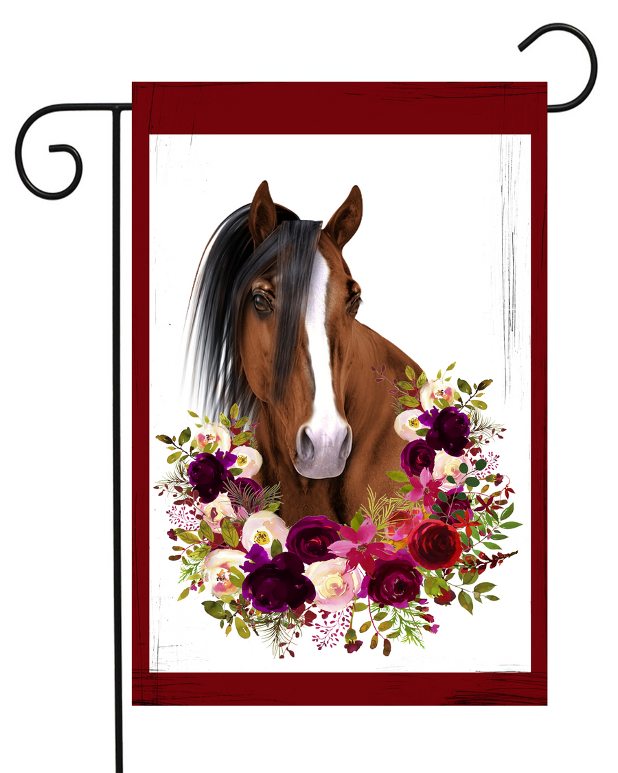 Horse with Roses Garden Flag #G1681