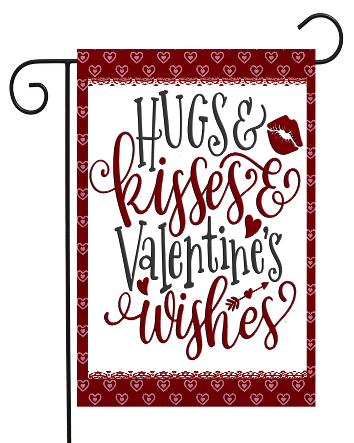 Hugs Kisses Valentine's Wishes Garden Flag #G1869